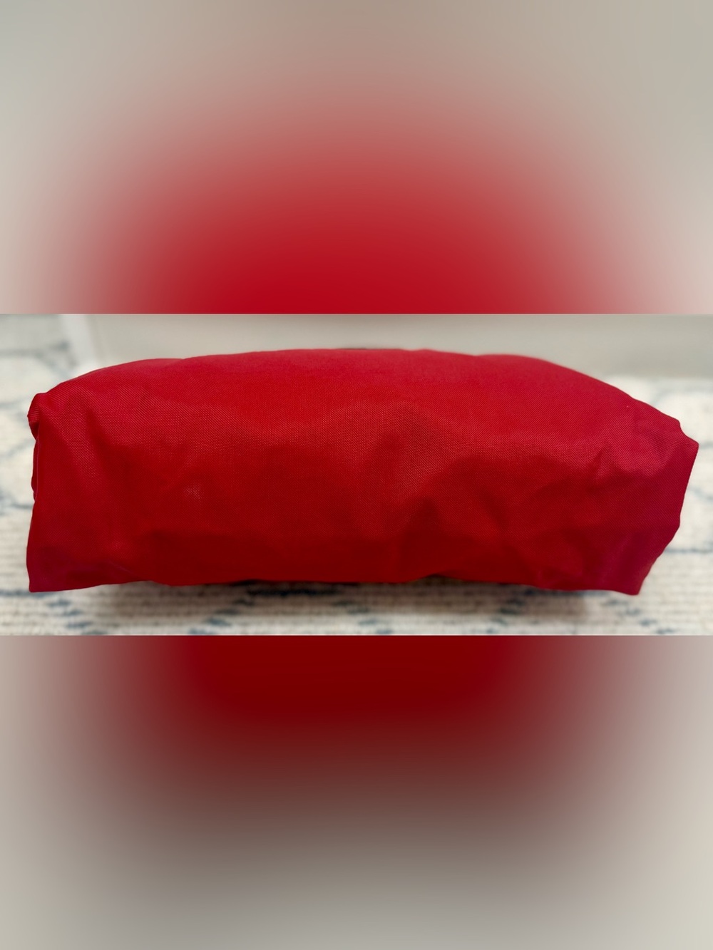 LONGCHAMP Vintage Y2K Collectors Made N France Le Pliage Nylon Red & Leather Bag - Picture 3 of 16